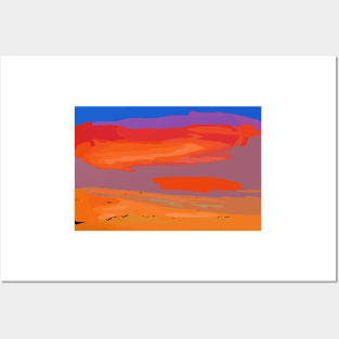 Abstract Coastal Sunset Posters and Art